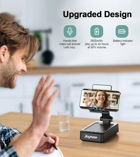 Joymate Bluetooth Speaker Phone Stand with Charging Function, 360° Rotable Adjustable Holder, HD Surround Sound, Black