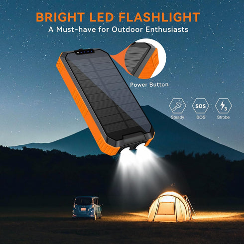 Solar Charger Power Bank 49800mAh, Wireless Battery Pack with 3 Built-in Cables, 6 Outputs & 2 Inputs for Cell Phones