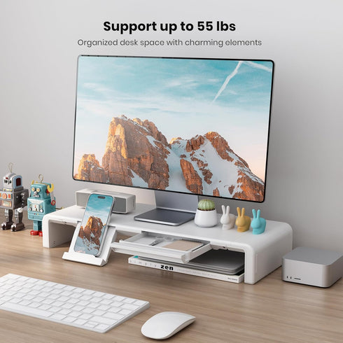 Klearlook Monitor Stand Riser, Foldable Height Adjustable Computer Stand with Storage Drawer & Tablet Phone Stand