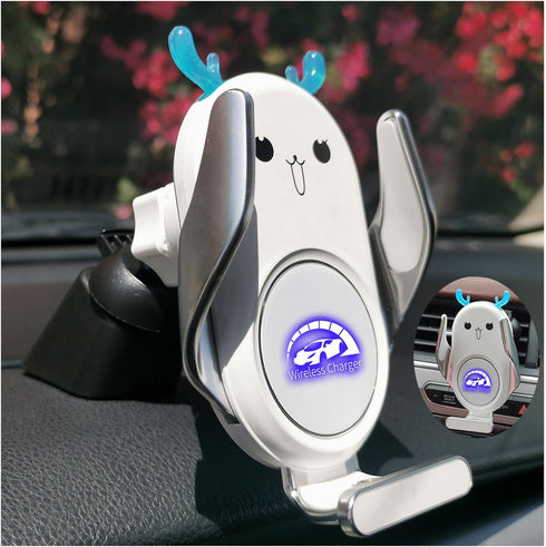 Universal Wireless Car Charger Mount, Auto-Clamping 15W Rechargeable, Air Vent Dashboard, Compatible with iPhone