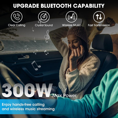aboutBit 300W Single Din Car Marine Stereo: Bluetooth Car Radio with Smartphone Holder - Push to Talk Assistant AM FM