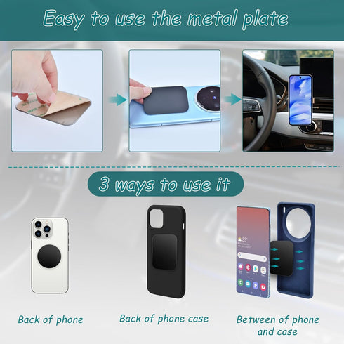 FPMYB 20 Pack 75x55 mm Mount Metal Plate with Adhesive for Magnetic Phone Car Mount Holder, Universal Replacement Metal