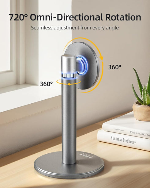 Nulaxy 360 Magnetic Full Aluminum Cell Phone Stand for MagSafe with Metal Ring, Rotating Phone Stand for Desk, Office