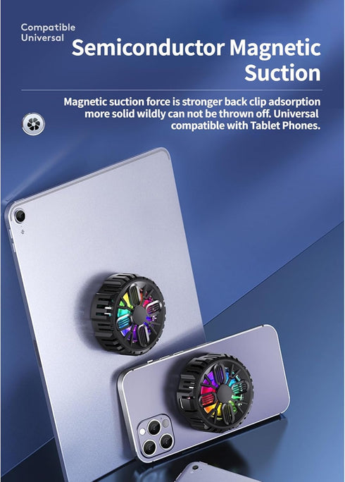 Mobile Phone Cooler, Rechargeable Semi Conductor Cell Phone Radiator with Colorful LED Light, Universal Magnetic Phone