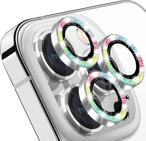 Bling Glitter Camera Lens Protector for iPhone 13 Pro & Pro Max - 9H Tempered Glass, Anti-Scratch, Shockproof - 3Pcs