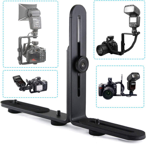 Metal Aluminum Alloy L-Shape Camera Flash Bracket for DSLR & SLR