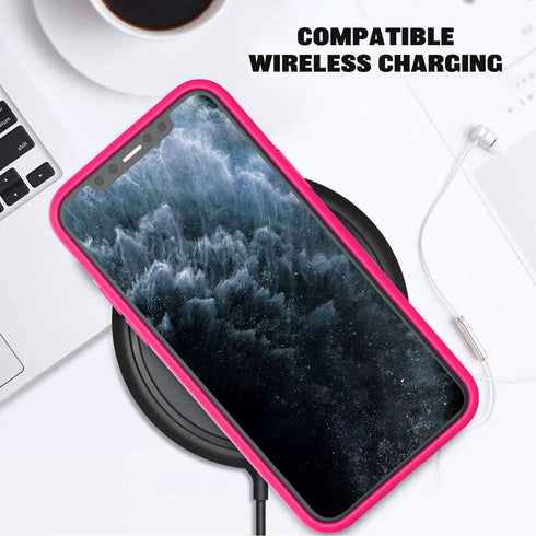 ZUSLAB Case for Apple iPhone 11 Pro Max, Silicone Gel Rubber Bumper Cover, Slim Thin Hard Shell Shockproof - Neon Pink
