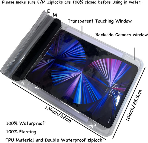 Waterproof Floating Tablet Case for iPad Pro, Galaxy Tab S9+, Surface Pro9, and 13-inch Laptops, Perfect for Pool