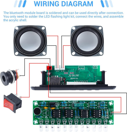 MiOYOOW DIY Bluetooth-Compatible Speaker Kit with FM Radio, Electronic Soldering Practice Kit USB Mini Home Sound