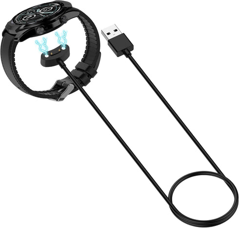 Charger Compatible with Ticwatch E3, Replacement Charging Cable Dock Cord Station USB Adapter - Black