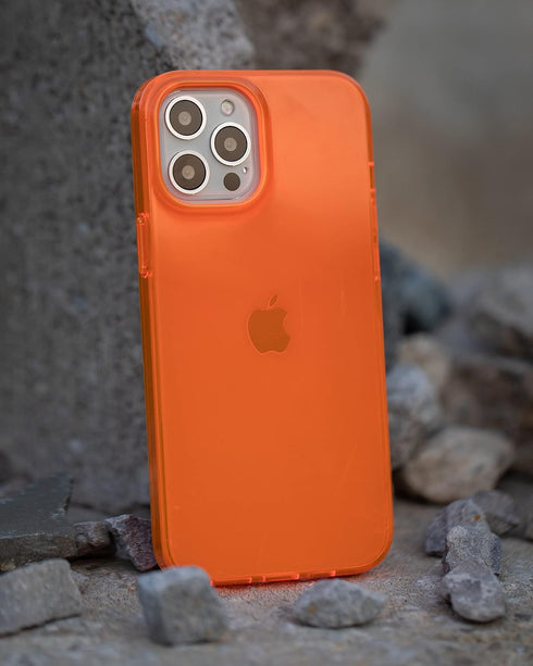 FELONY CASE - iPhone 12 Pro Max Neon Orange Clear Protective Case, TPU and Polycarbonate Shock-Absorbing Cover