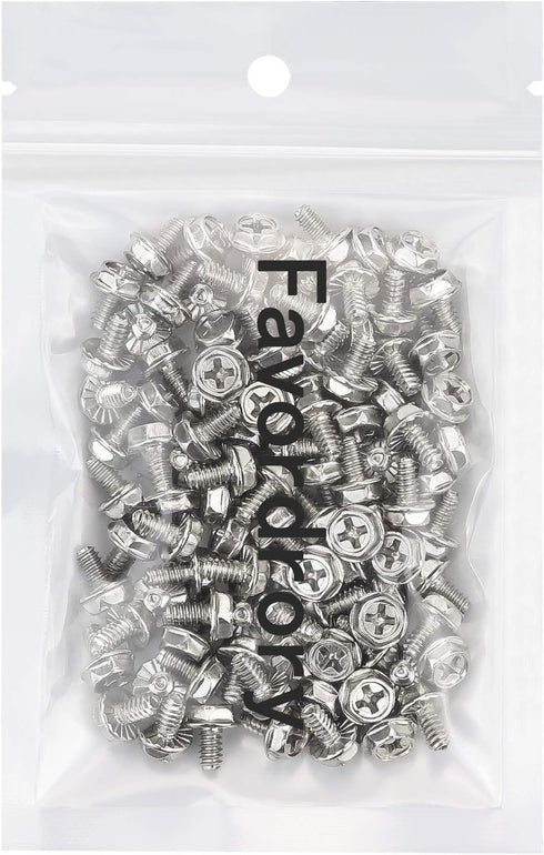 Toothed Hex 6/32 Screw 6# -32 Computer PC Case Mounting Screws, 100 PCS for Hard Drive and Motherboard