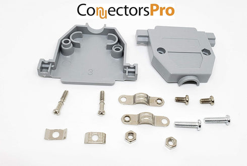 6 Sets Solder Cup DB25 Male + Plastic Hoods - 25 Pins D-Sub Connector & Hood Set, 12-Pack (6 DB25 Males + 6 Hoods)
