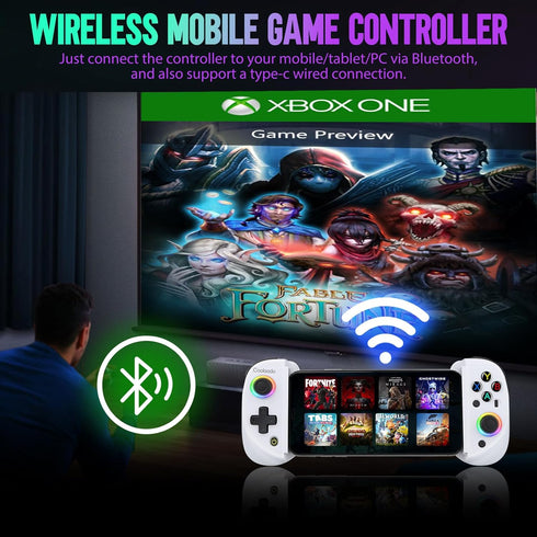 Wireless Mobile Gaming Controller for IOS & Android, Bluetooth Gamepad with Adjustable Clip for Smartphones