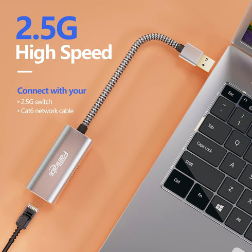 2.5G USB to Ethernet Adapter, USB 3.0 to RJ45 Gigabit LAN Adapter for Nintendo Switch, Xbox 360, Laptop, Mac