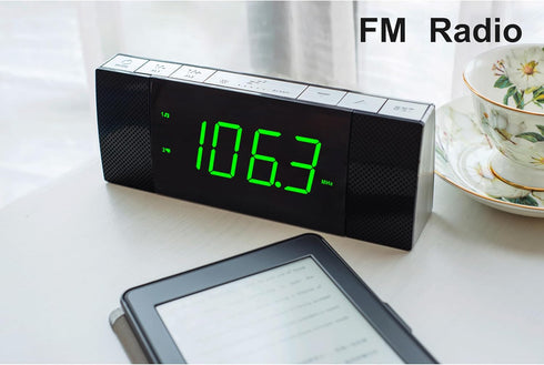 iTOMA Bedside Alarm Clock Radio - Bluetooth Speaker, Dimmable Jade Green LED Display, FM Radio with Sleep Timer, Dual