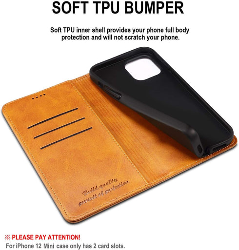 SINIANL iPhone 12 Case, Wallet Case with Card Holder, Leather Book Folding Folio Case, 6.1 inch (Black)
