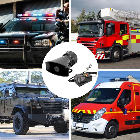Partol Car Siren Horn 5 Tone - Vehicle Siren Speaker with Mic PA System, 100W Emergency Sound Amplifier