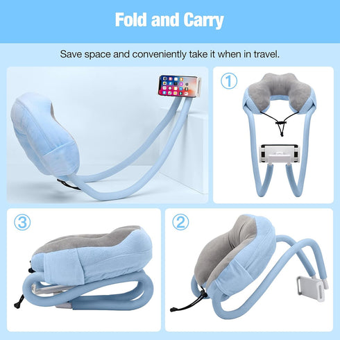 MoKo Neck Phone Holder, Lazy Gooseneck Pillow Bracket, 360° Rotate Stand for 4"-11" Devices