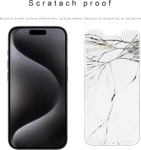 Glass Screen Protector for iPhone 13 / 13 Pro / 14, 3 Pack, 9H Hardness, Oleophobic Coating, 99.99% Clarity