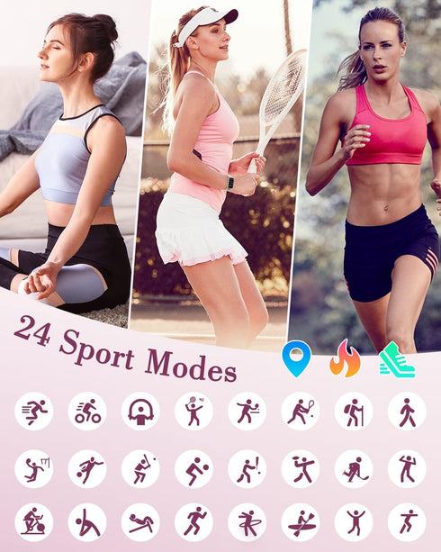 Smart Watches for Women - Compatible with iPhone and Android Phones, LYNN2 Fitness Tracker Watch with Heart Rate Monitor