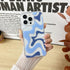 Cute Art Wavy Painted Phone Case for iPhone 14/13, Soft TPU Edge & PC Back, Shockproof Protection - Blue.