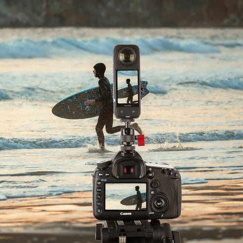 1/4-20 360 Insta360 X4/X3/X2/X/RS/R/GoPro/Sony/DSLR HSU Cold Shoe Mount Adapter, Aluminum Screw Hole Rotation Camera
