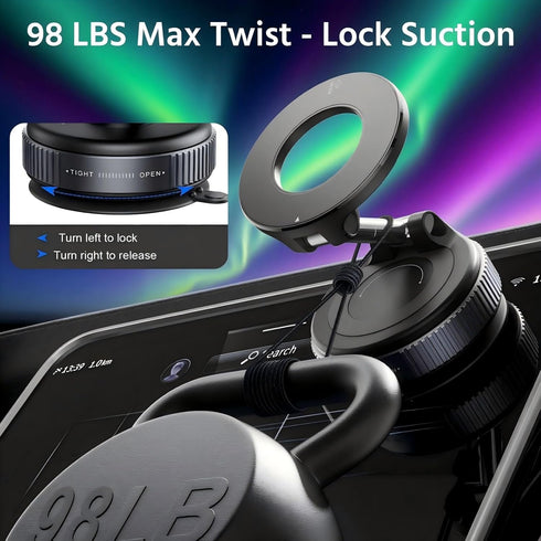 SRICH 360 98 LBS Upgraded Magnetic Phone Holder for Car, Adjustable Vacuum MagSafe Car Mount, Reinforced Ultra Suction