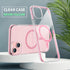 MILPROX iPhone 15 Case - Pink Magnetic Clear Design, MagSafe Compatible, Shockproof Bumper, Non-Yellowing, Anti-Slip.