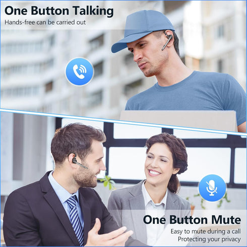 New bee Bluetooth Headset - Wireless Earpiece with 500mah Charging Case, 60H Playtime, V5.1 Dual Mic