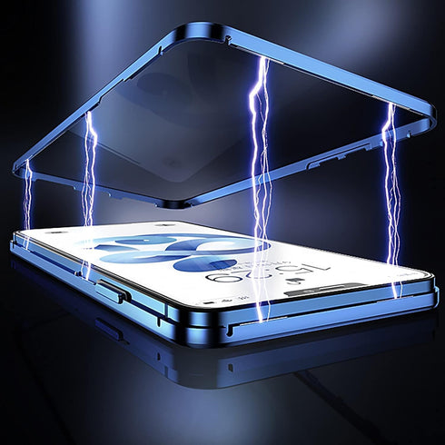 iPhone 15 Plus Privacy Case: Magnetic Titanium, Double-Sided Tempered Glass, Anti-Peep, Clear Back, Metal Frame.