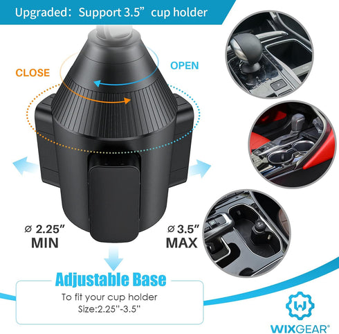 WixGear Cup Phone Holder for Car, Adjustable Automobile Cup Holder Smart Phone Cradle Mount