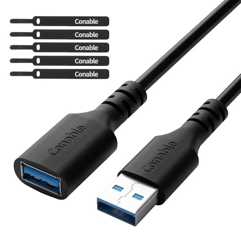 3 Pack 3.0 10 5Gbps 5 USB Extension Cable Feet, USB A Male to Female Extender Cord, Data Transfer for Webcam, Printer