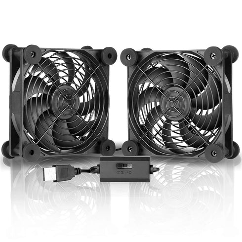 Quiet Dual 120mm 5V USB Computer PC Fan with Speed Controller,for Router