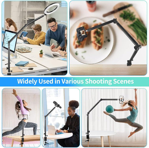 Heavy Duty Overhead Camera Desk Mount Stand, 14.5"-41" with 1/4" Screw, 360° Rotatable Detachable Boom Arm for Streaming