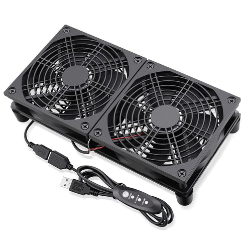 GDSTIME Quiet Router Fan Cooler with 3 Speed Control, L/M/H, DC 5V