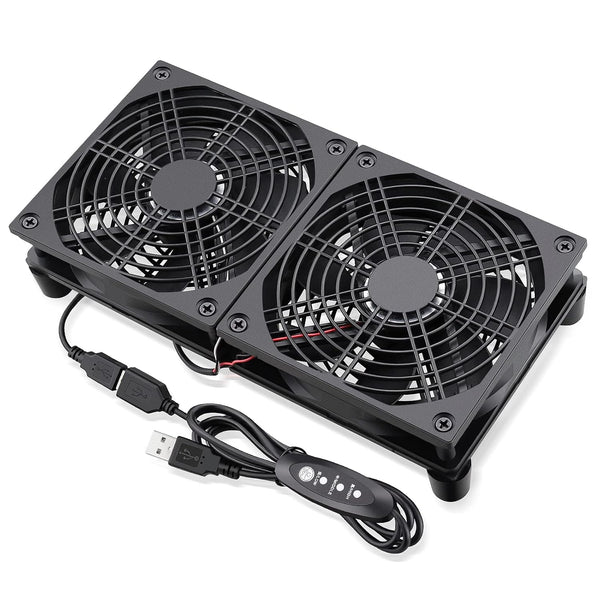 GDSTIME Quiet Router Fan Cooler with 3 Speed Control, L/M/H, DC 5V