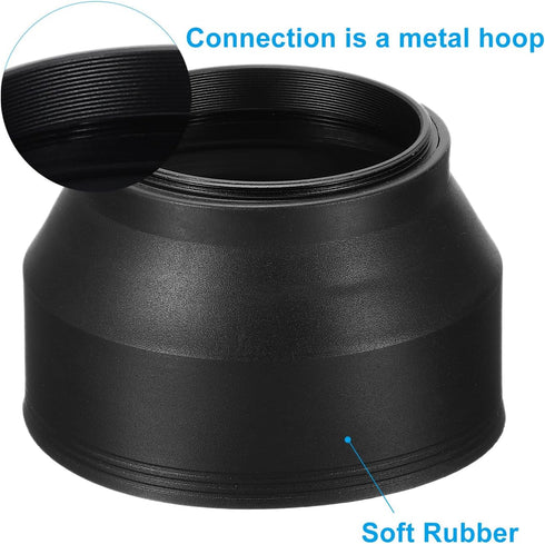 PATIKIL 52mm Camera Lens Hood, 2Pcs Rubber Collapsible Protector for Nikon, Fujifilm, Pentax, Leica