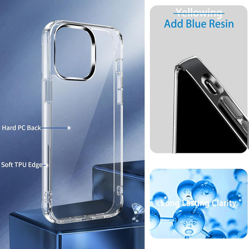Compatible Clear Case for iPhone 13 Pro Max, Transparent Shockproof Phone Case, Slim Anti-Scratch Hard PC Back Cover