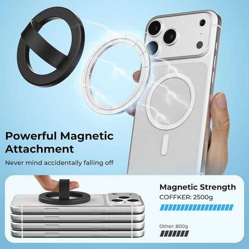 Mnyatr 360 17/16/15/14/13/12 Magnetic Silicone Ring Grip Phone Holder for MagSafe, Rotating Finger Loop, Strong