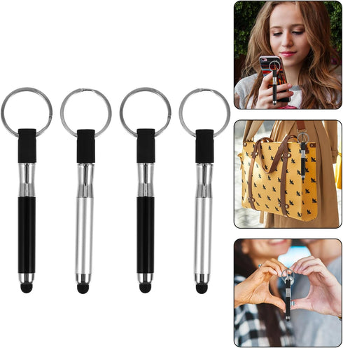 4pcs Touch Screen Ballpoint Pen, Black White Out Pens, Keychain for Girls, Pearlescent Plastic Makeup