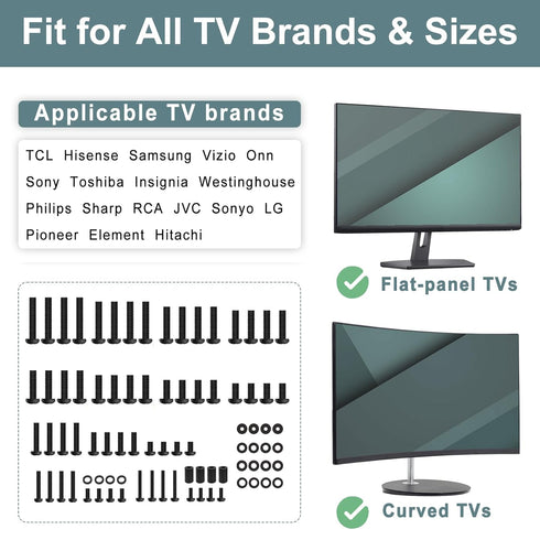 Universal TV Mount Screws Kit, Includes M4 M5 M6 M8 Screws, Washers for Samsung TCL Hisense LG Vizio Onn Sony Toshiba