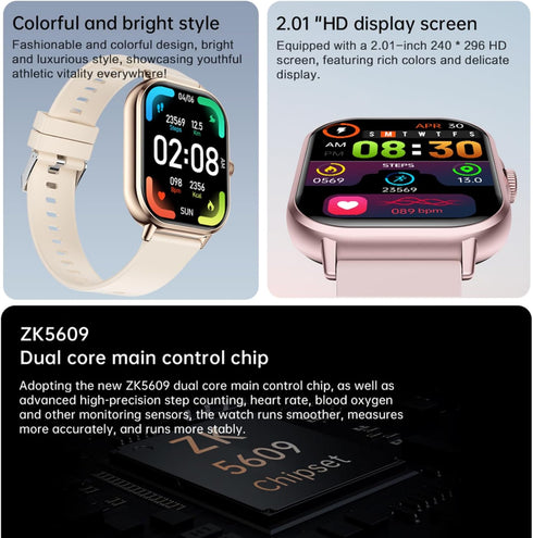 Smart Watch for Women Men, 2.01" Fitness Tracker with Heart Rate Monitor, IP67 Waterproof, Black for Android iOS Phones