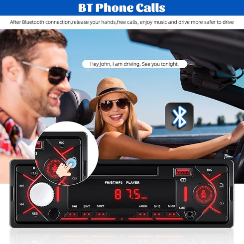 GOHHDL MP3 Single Din Bluetooth Multimedia Car Stereo Radio,Car Audio Player Support Hands-Free
