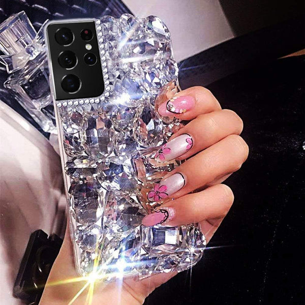 Bonitec Compatible with Galaxy S21 Ultra Case, 3D Glitter Sparkle Bling Luxury Shiny Crystal Rhinestone Cover