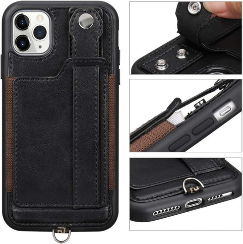 TOOVREN Phone Cover for iPhone 11 Pro Max, Wallet Case with Card Holder, PU Leather Kickstand, Adjustable Detachable