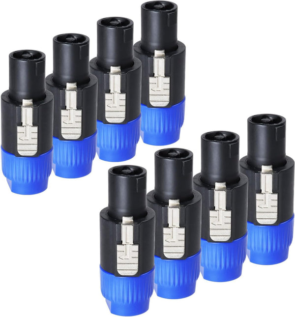 Pack of 8 NL4FC Speakon Connectors, 4 Pole Speak-ON Connector with Twist Lock for Amplifier to Speaker