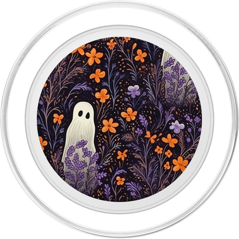 PopSockets MagSafe PopGrip for iPhone - Ghost Halloween Purple Flowers