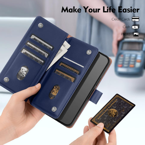 Shieldtop 13 13 6.1",Dark Compatible with iPhone Wallet Case with Card Holder,Women Men RFID Blocking PU Leather Folio