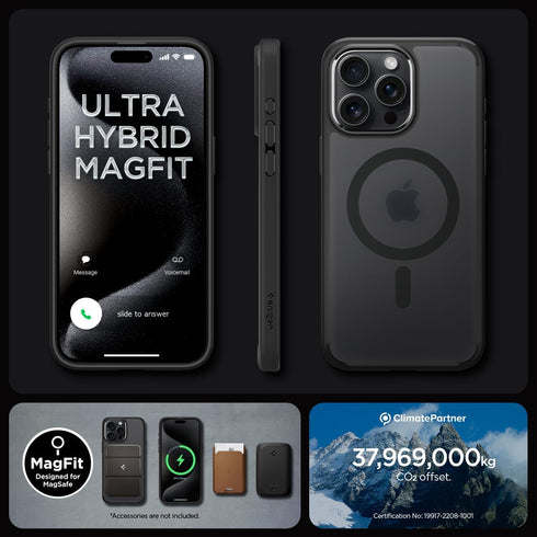 Spigen Ultra Hybrid MagFit Case for iPhone 15 Pro (2023), Military-Grade Protection, Compatible with MagSafe - Frost